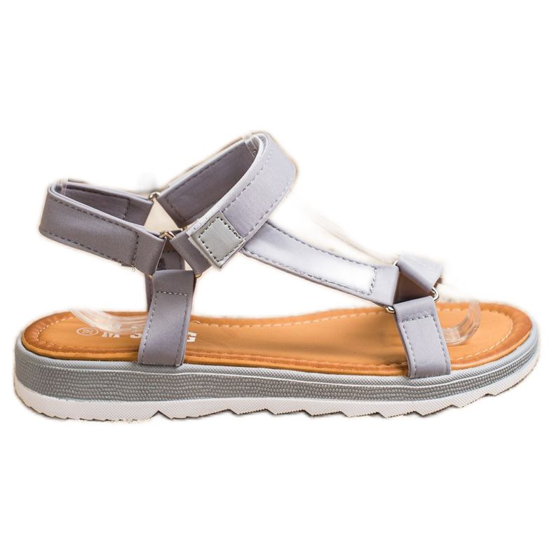 SHELOVET Sandalias de moda con velcro multicolor gris