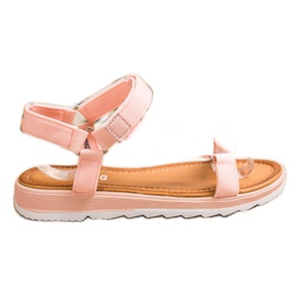 SHELOVET Sandalias de moda con velcro rosa