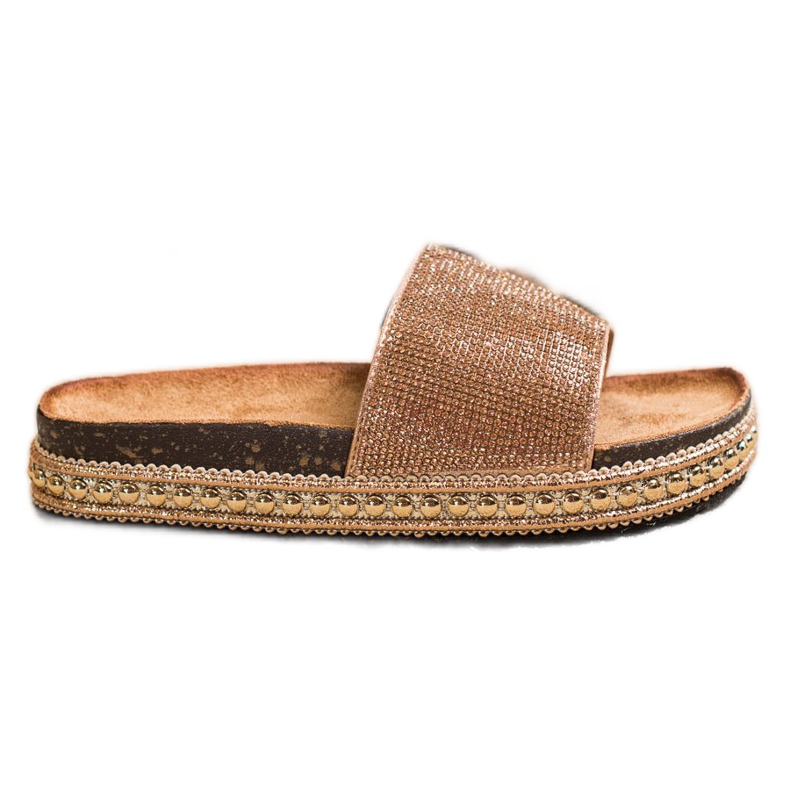 SHELOVET Zapatillas de cristal de moda dorado