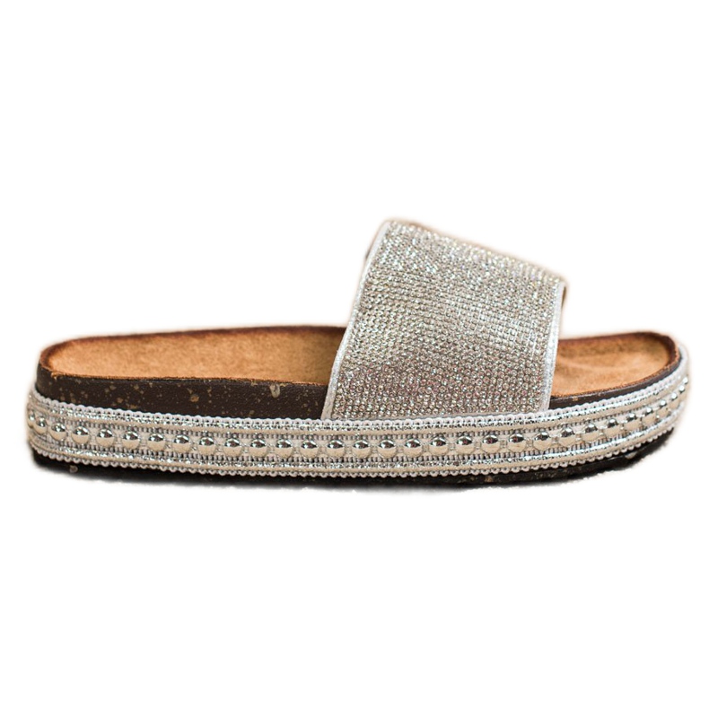 SHELOVET Zapatillas de cristal de moda plata