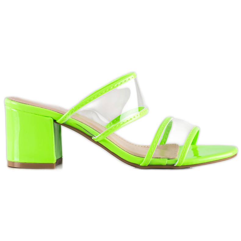 Small Swan Pantuflas Con Tiras Transparentes verde Small Swan Pantuflas Con Tiras Transparentes verde