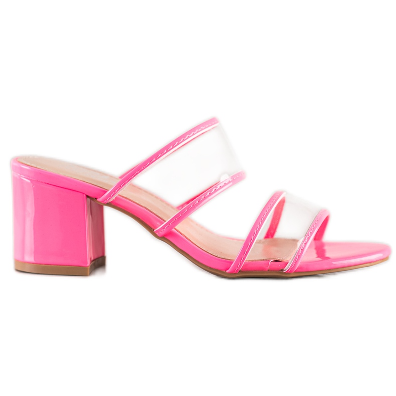 Small Swan Pantuflas Con Tiras Transparentes rosado