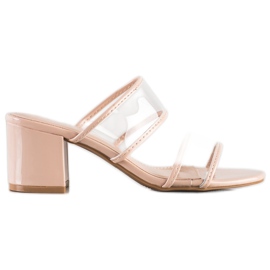 Small Swan Pantuflas Con Tiras Transparentes beige