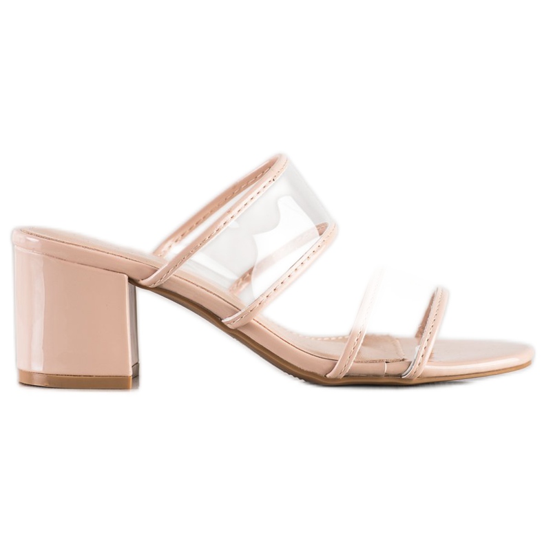 Small Swan Pantuflas Con Tiras Transparentes beige