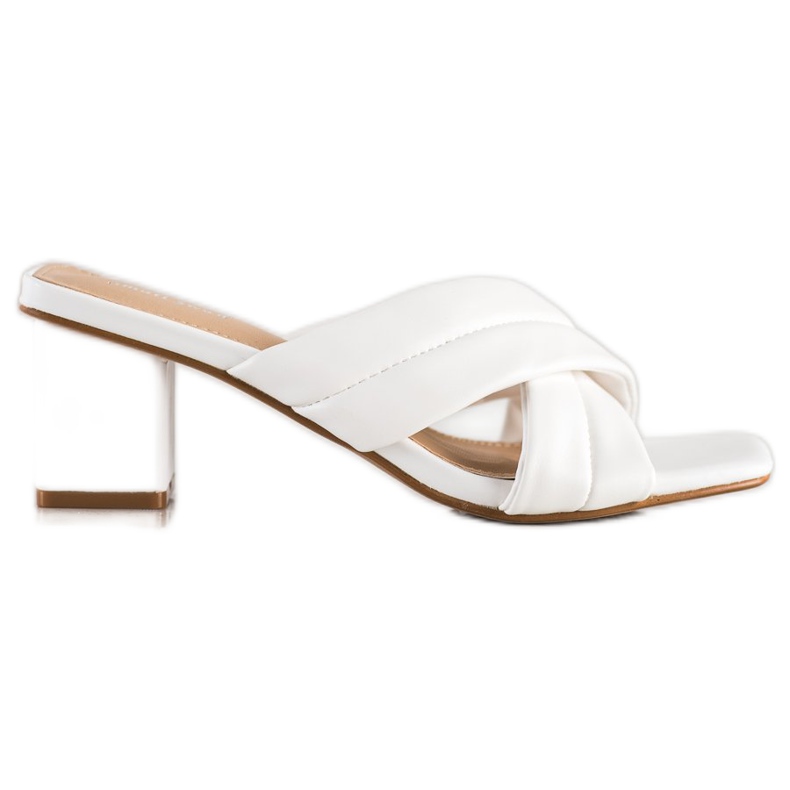 Small Swan Pantuflas Elegantes de Piel Ecológica blanco