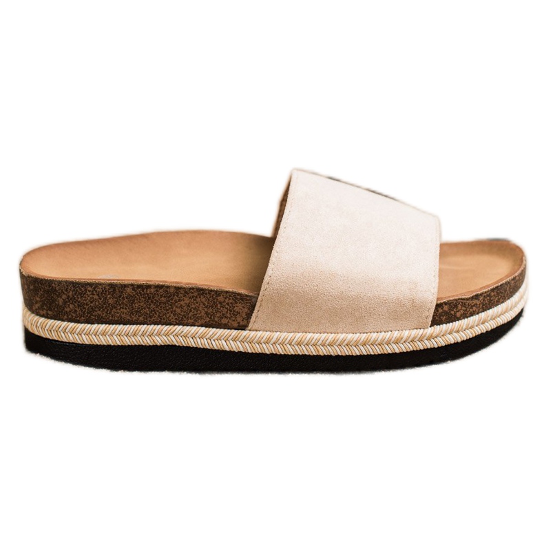 SHELOVET Zapatillas de ante en la plataforma beige
