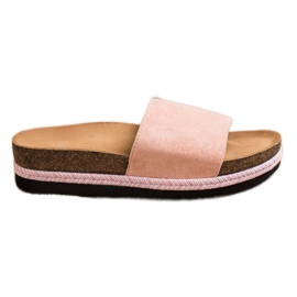 SHELOVET Zapatillas de ante en la plataforma rosa