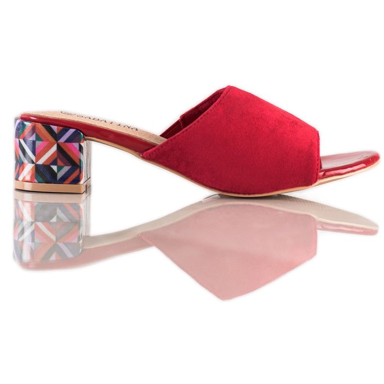 Sabatina Pantuflas de tacón estampadas rojo