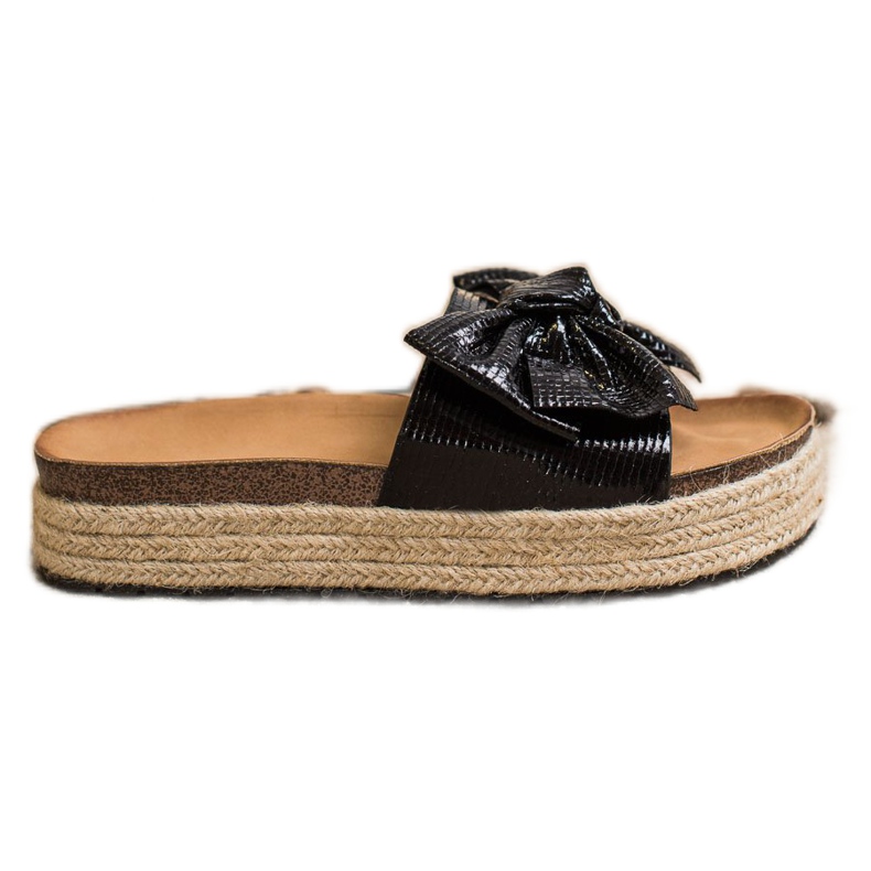 SHELOVET Pantuflas Brillantes Con Lazo negro