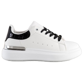 SHELOVET Zapatillas con cordones de purpurina blanco negro