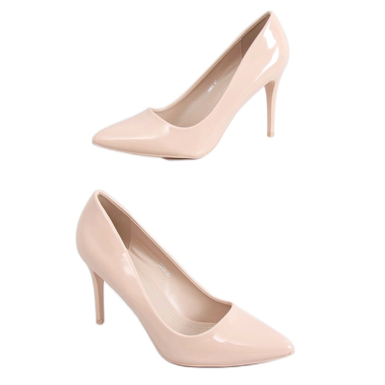 Zapatos de salón con tacón de aguja lacado beige 3963 Nude