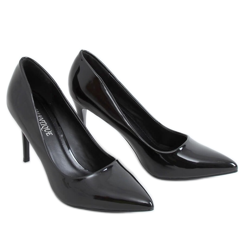 Zapatos de salón con tacón lacado en negro 3963 Negro