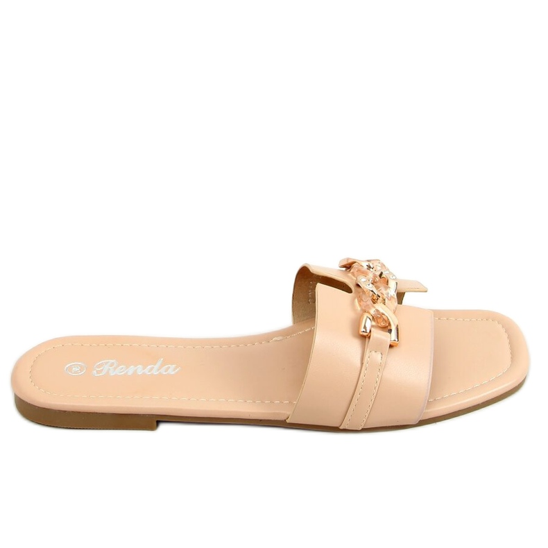 Zapatillas beige con cadena decorativa 35-230 Beige