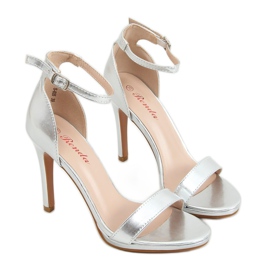 Sandalias plateadas con tacón alto S-835 Plata