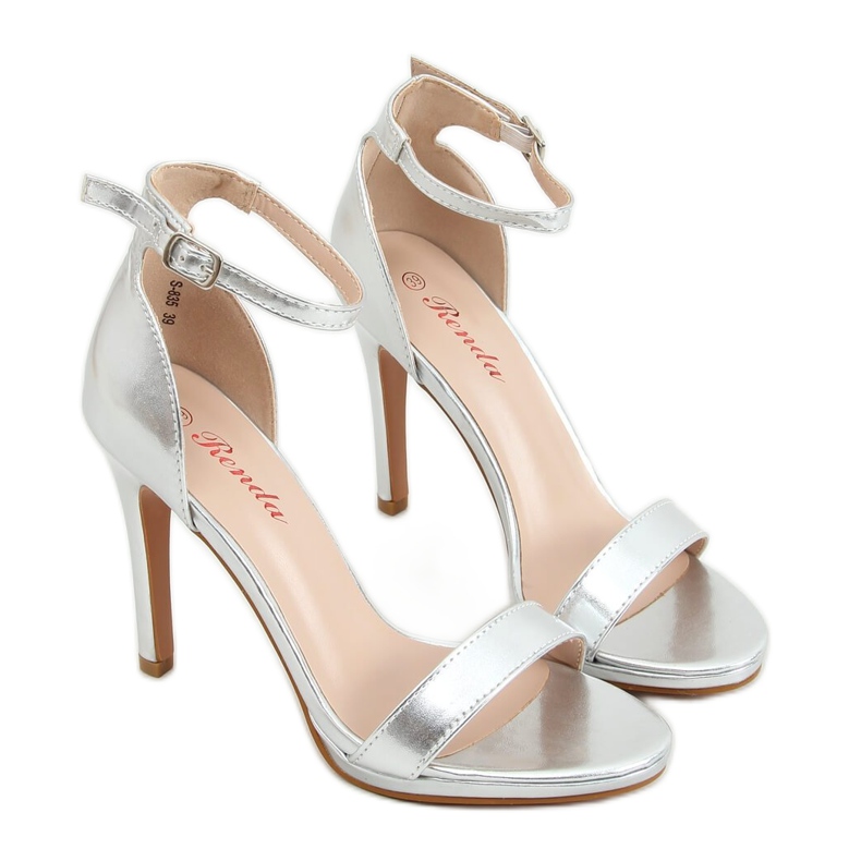 Sandalias plateadas con tacón alto S-835 Plata
