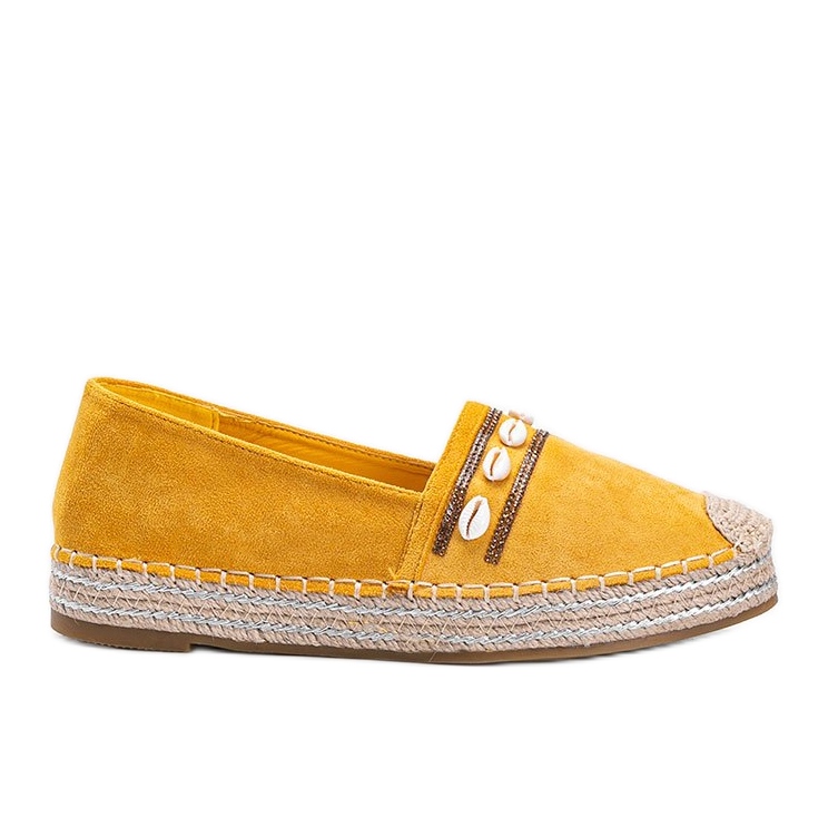 Alpargatas mostaza con conchas Sea Side amarillo