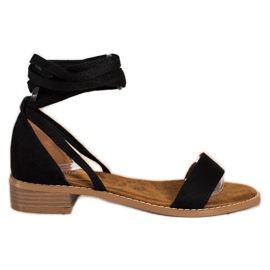 Goodin Sandalias atadas con ante negro Goodin Sandalias atadas con ante negro