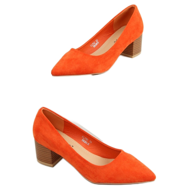 Zapatos de salón con tacones de madera naranja CL75P Naranja
