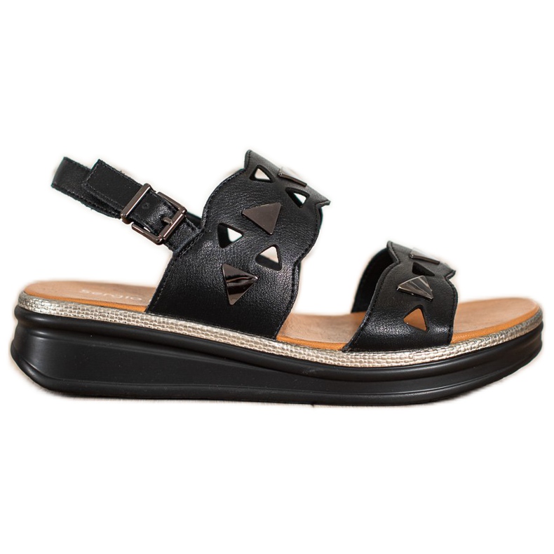 Sandalias negras en la plataforma Sergio Leone negro
