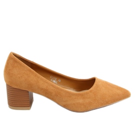 Zapatos de salón con tacón de madera camel CL75P Camel marrón