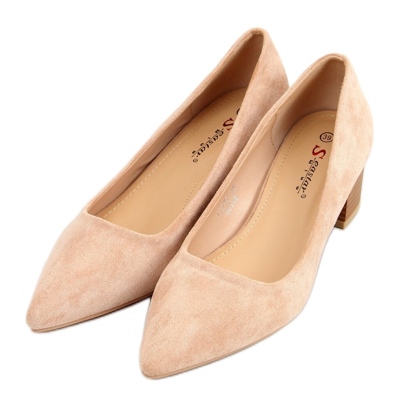 Zapatos de salón con tacón de madera beige CL75P Beige Zapatos de salón con tacón de madera beige CL75P Beige