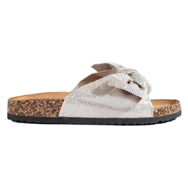 Comer Cómodas chanclas con lazo plata gris
