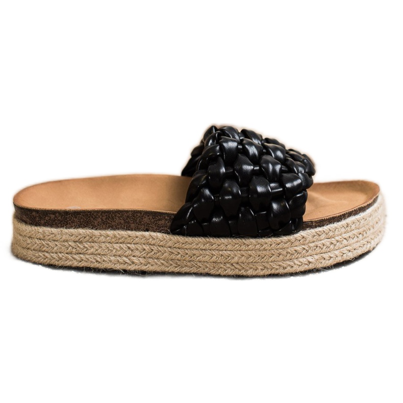 SHELOVET Chanclas Alpargatas Trenzadas negro