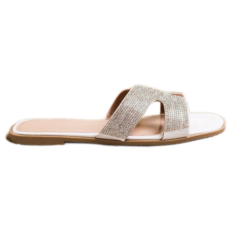 SHELOVET Pantuflas con estilo con circonita cúbica blanco