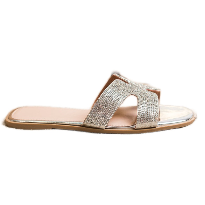 SHELOVET Pantuflas con estilo con circonita cúbica plata SHELOVET Pantuflas con estilo con circonita cúbica plata