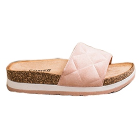 Comer Zapatillas cómodas en la plataforma rosa