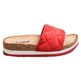 Comer Zapatillas cómodas en la plataforma rojo