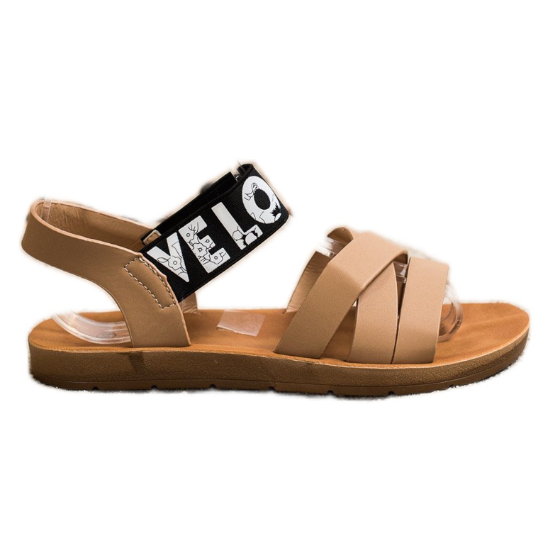 SHELOVET Sandalias con amor de cuero ecológico beige marrón
