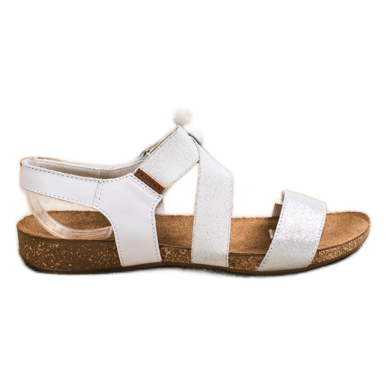 SHELOVET Sandalias de piel con purpurina plata