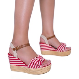 Sandalias de cuña rojas y blancas con lazo Holiday Vibes blanco