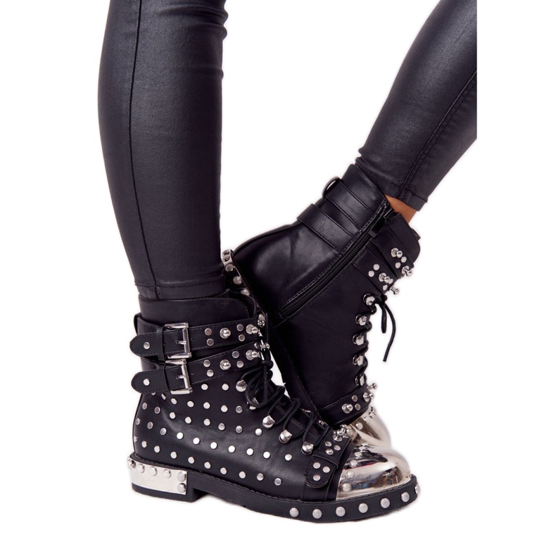 Botas Calientes De Mujer Trabajadoras Con Diamantes De Imitación Negro Lu Boo