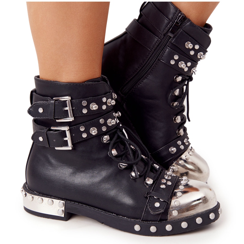 Botas Calientes De Mujer Trabajadoras Con Diamantes De Imitación Negro Lu Boo