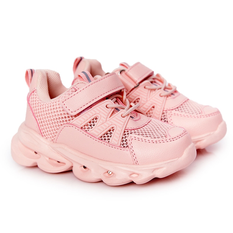 Zapatillas deportivas para niños con suela iluminada Led rosa ¡Tan genial! rosado