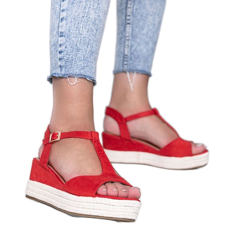 Sandalias de cuña rojas de Kima rojo