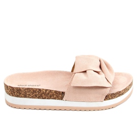 Pink 8228 Pantuflas rosa de suela alta