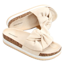 Beige 8228 Pantuflas suela alta beige
