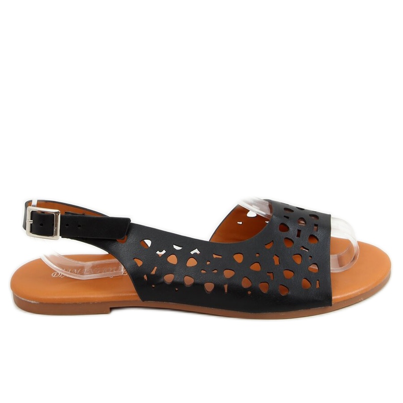 Sandalias negras asimétricas caladas HY23-13 Negro