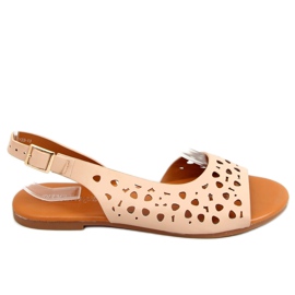 Sandalias beige asimétricas caladas HY23-13 Nude