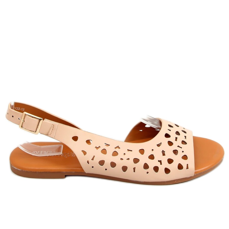 Sandalias beige asimétricas caladas HY23-13 Nude