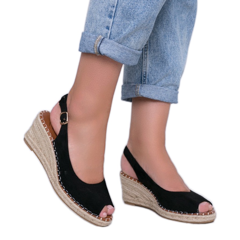 Sandalias con cuña negras de Caitlin negro Sandalias con cuña negras de Caitlin negro