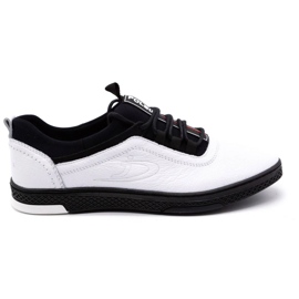 Polbut Zapato casual de piel para hombre K24 blanco con parte inferior negra negro