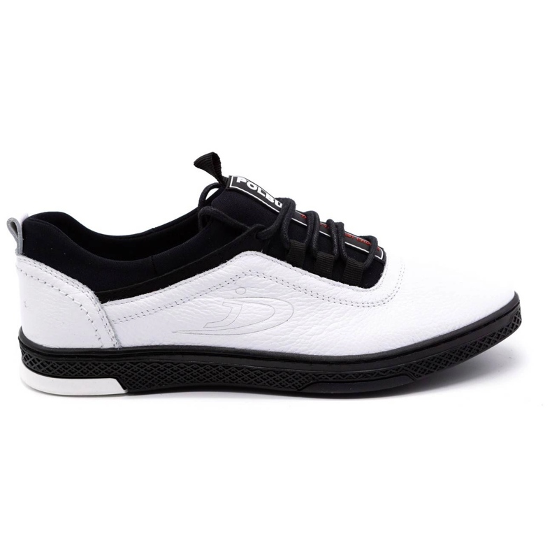 Polbut Zapato casual de piel para hombre K24 blanco con parte inferior negra negro