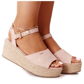 Sandalias Cuña Trenzada Big Star FF274749 Nude rosa