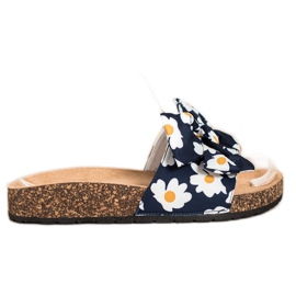 SHELOVET Zapatillas de moda con flores azul marino