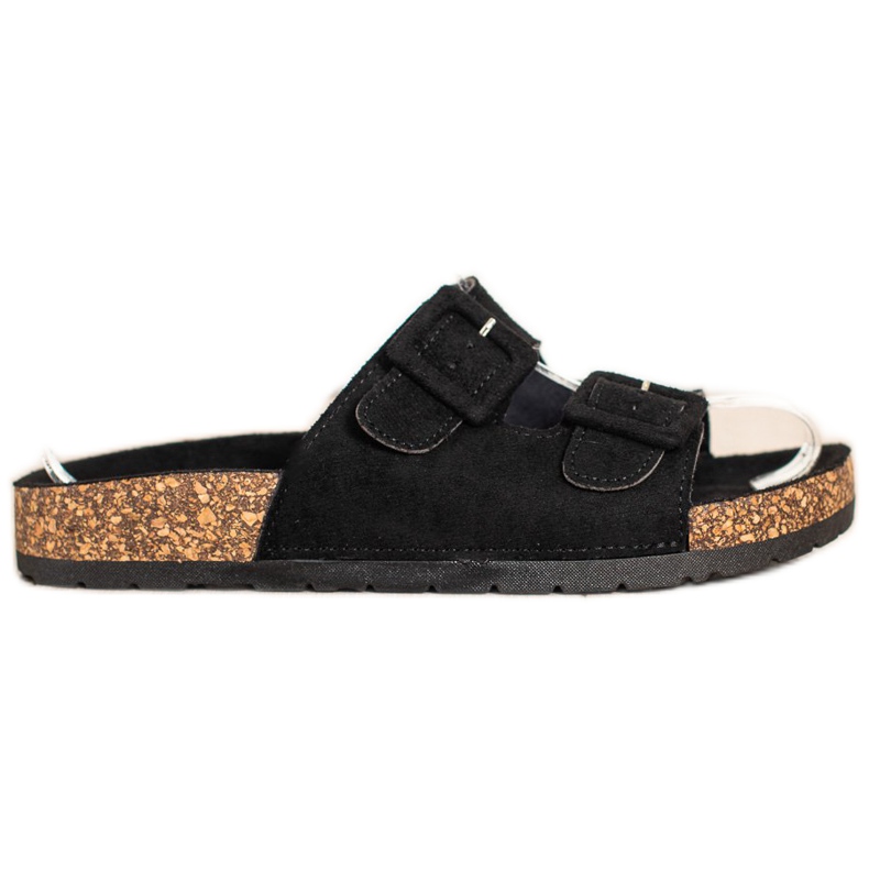 SHELOVET Zapatillas cómodas con hebillas negro