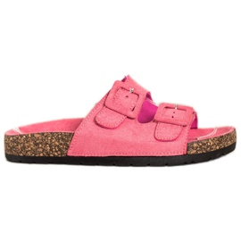 SHELOVET Zapatillas cómodas con hebillas rosa